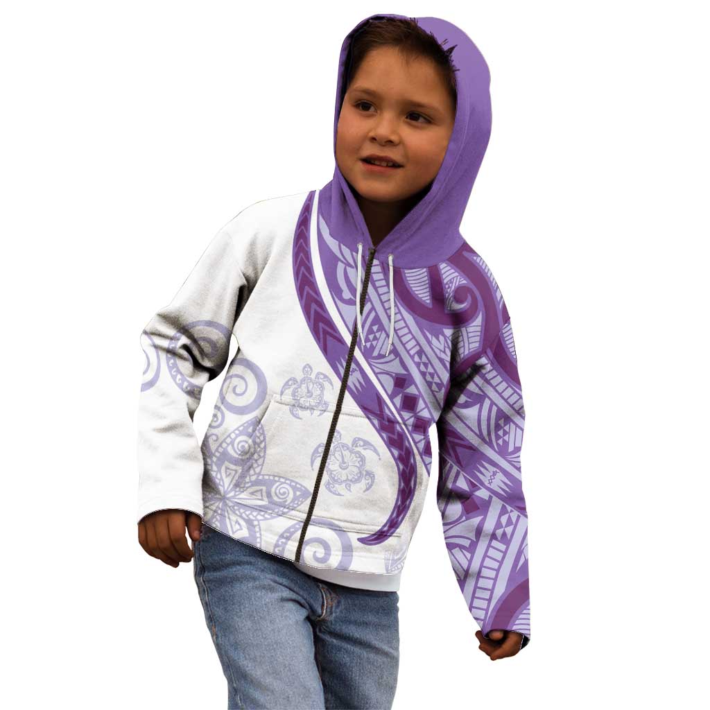 Purple Polynesian Tribal Turtle Floral Pattern Kid Hoodie