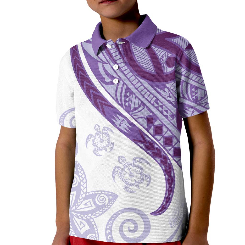 Purple Polynesian Tribal Turtle Floral Pattern Kid Polo Shirt LT05 Kid Purple - Polynesian Pride