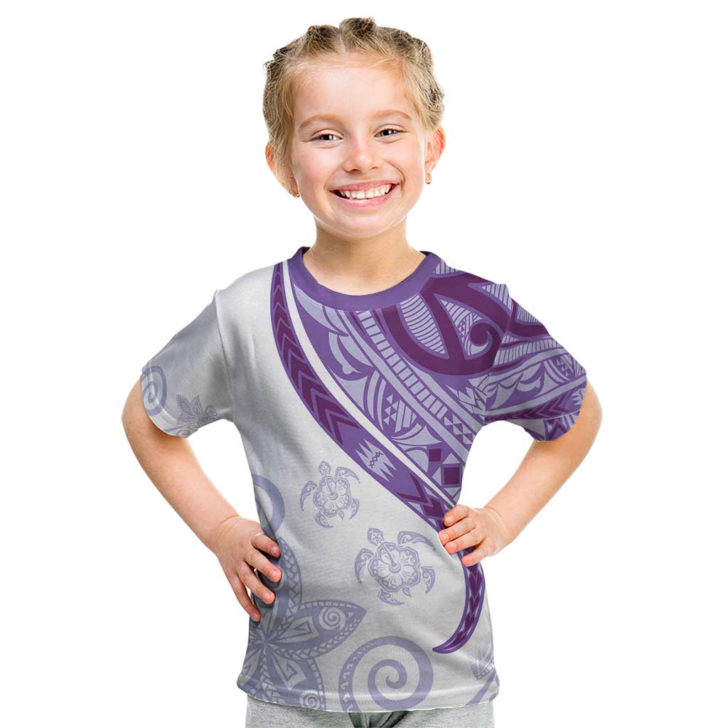 Purple Polynesian Tribal Turtle Floral Pattern Kid T Shirt LT05 Purple - Polynesian Pride