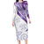 Purple Polynesian Tribal Turtle Floral Pattern Long Sleeve Bodycon Dress