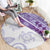 Purple Polynesian Tribal Turtle Floral Pattern Round Carpet