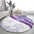 Purple Polynesian Tribal Turtle Floral Pattern Round Carpet