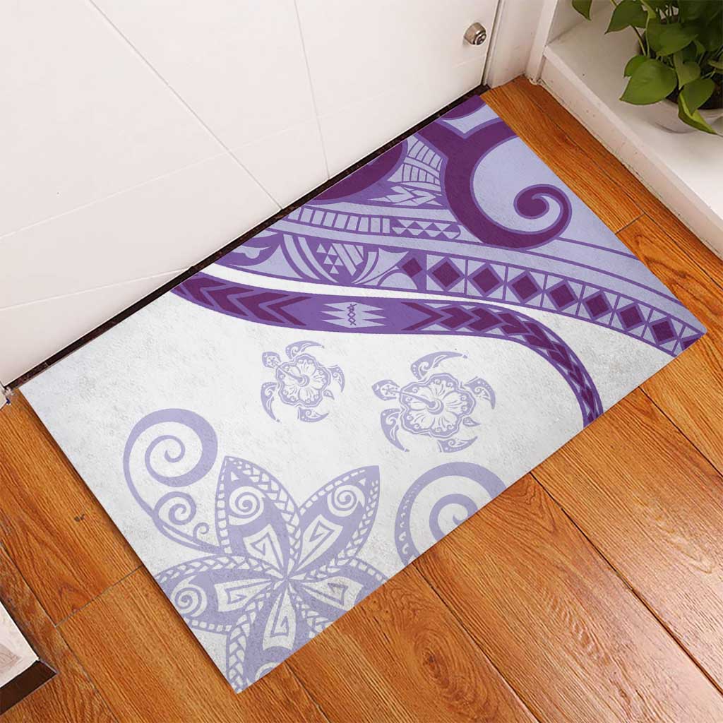 Purple Polynesian Tribal Turtle Floral Pattern Rubber Doormat LT05 - Polynesian Pride