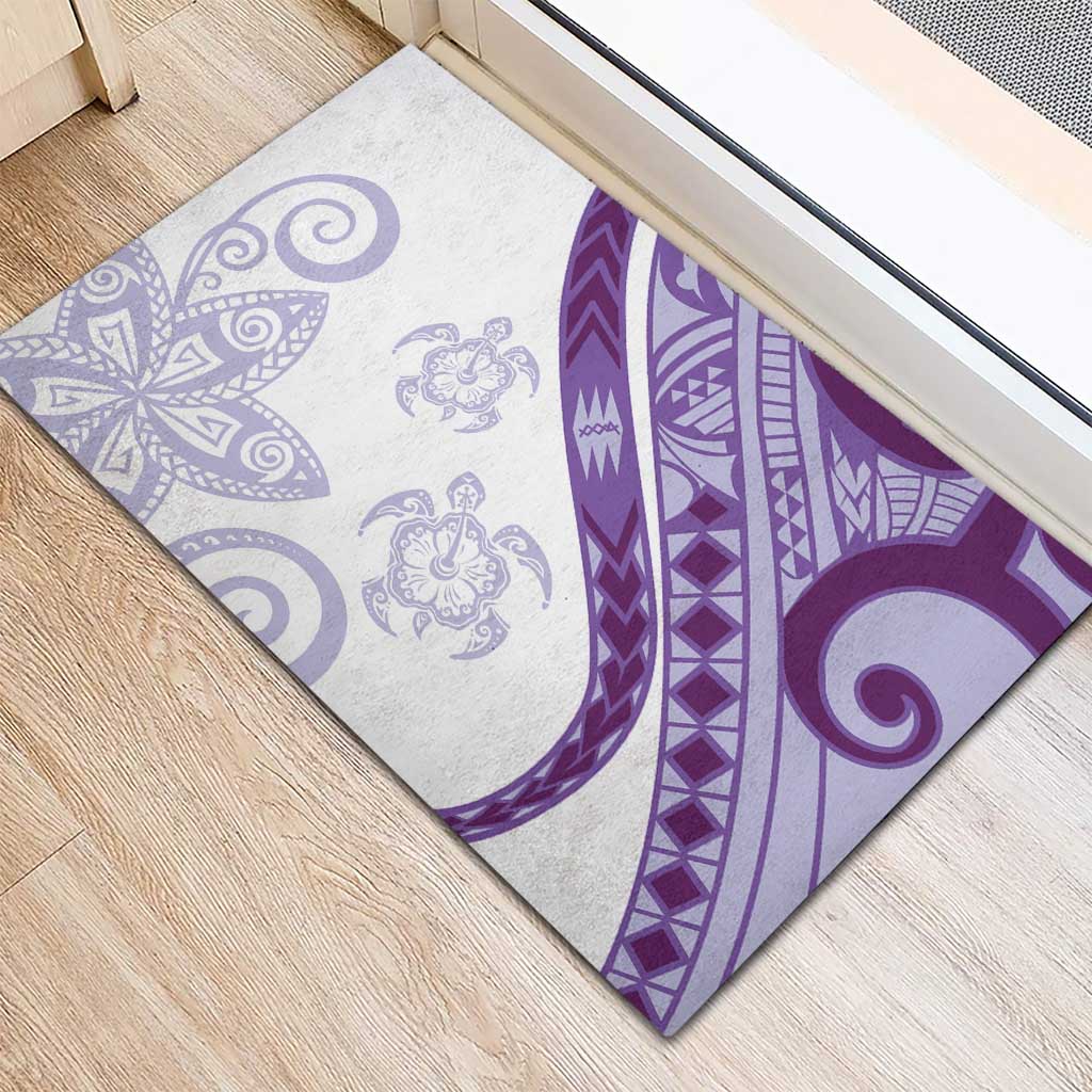 Purple Polynesian Tribal Turtle Floral Pattern Rubber Doormat LT05 - Polynesian Pride