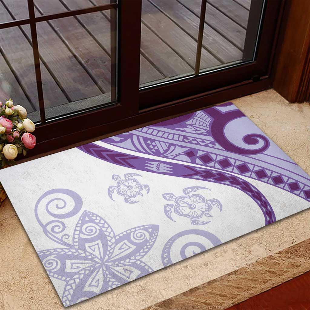 Purple Polynesian Tribal Turtle Floral Pattern Rubber Doormat LT05 - Polynesian Pride