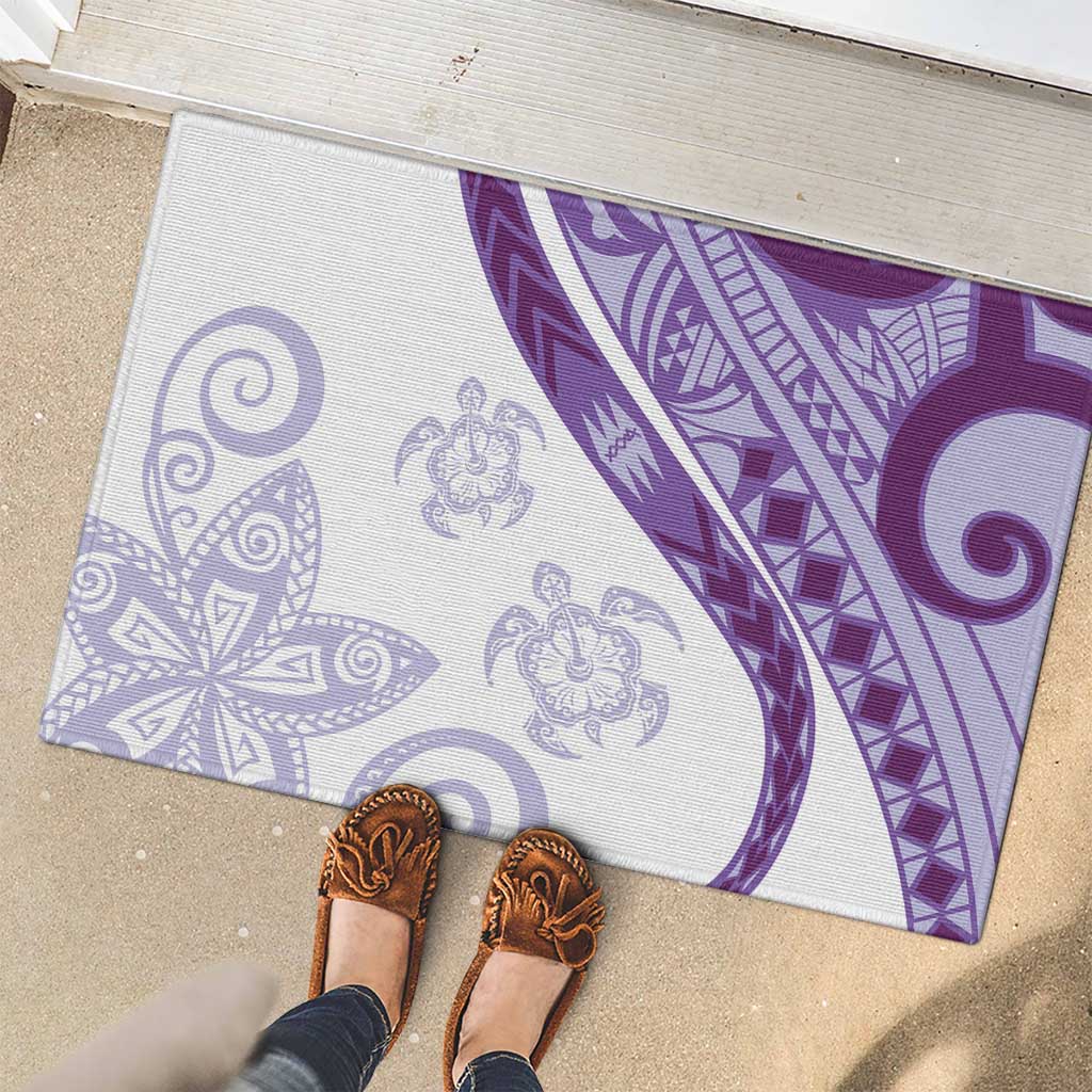 Purple Polynesian Tribal Turtle Floral Pattern Rubber Doormat LT05 - Polynesian Pride