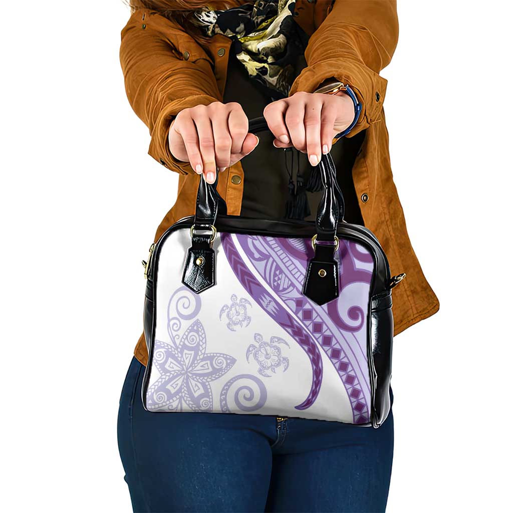 Purple Polynesian Tribal Turtle Floral Pattern Shoulder Handbag