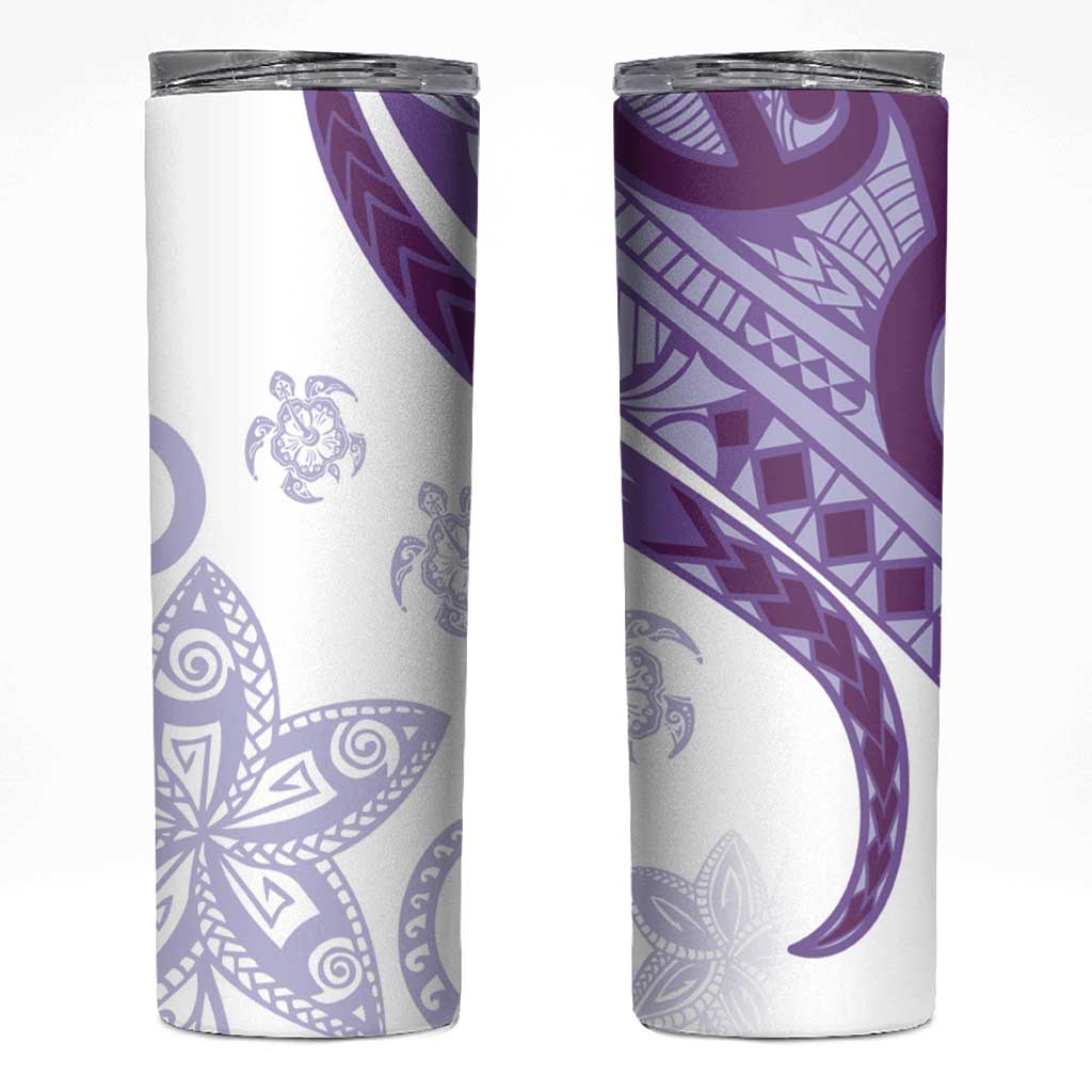 Purple Polynesian Tribal Turtle Floral Pattern Skinny Tumbler