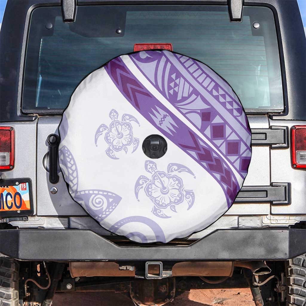 Purple Polynesian Tribal Turtle Floral Pattern Spare Tire Cover