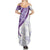 Purple Polynesian Tribal Turtle Floral Pattern Summer Maxi Dress