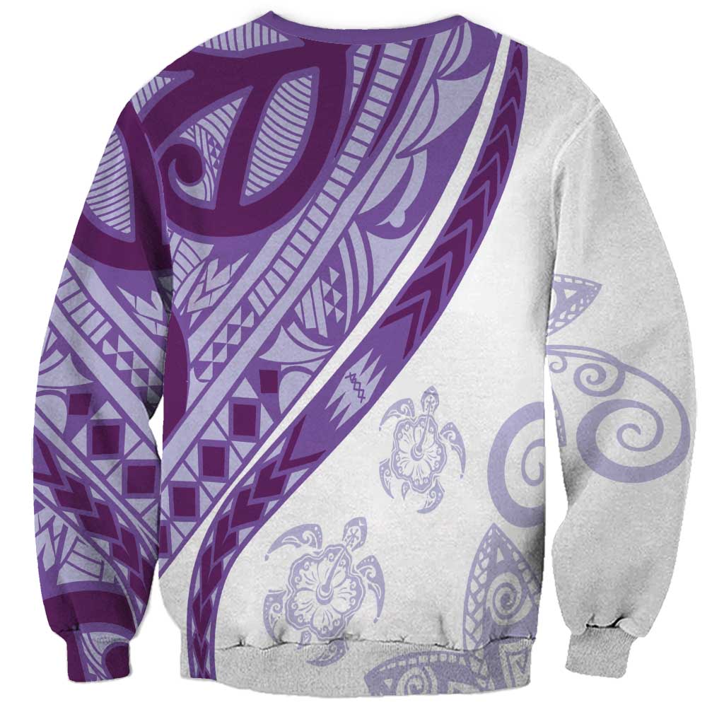 Purple Polynesian Tribal Turtle Floral Pattern Sweatshirt LT05 - Polynesian Pride
