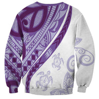Purple Polynesian Tribal Turtle Floral Pattern Sweatshirt LT05 - Polynesian Pride
