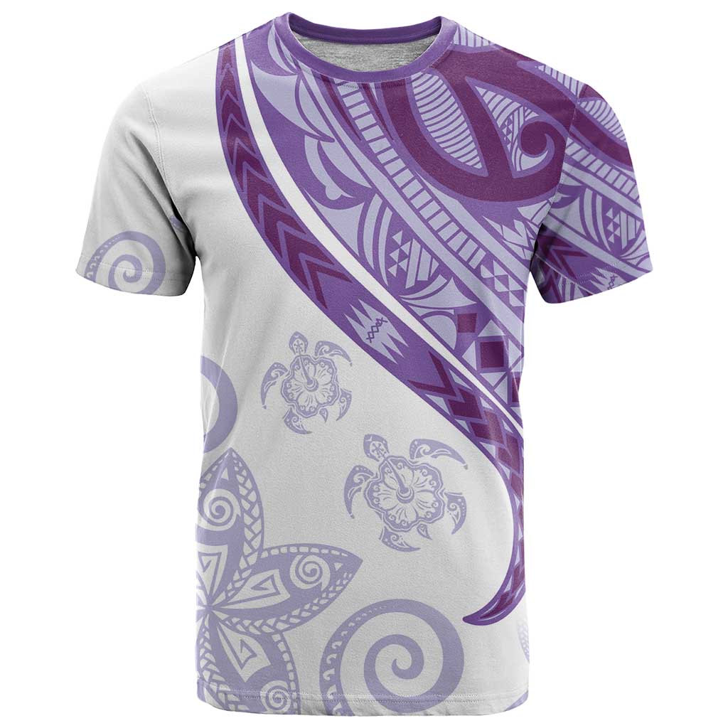 Purple Polynesian Tribal Turtle Floral Pattern T Shirt LT05 Purple - Polynesian Pride