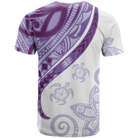 Purple Polynesian Tribal Turtle Floral Pattern T Shirt LT05 - Polynesian Pride