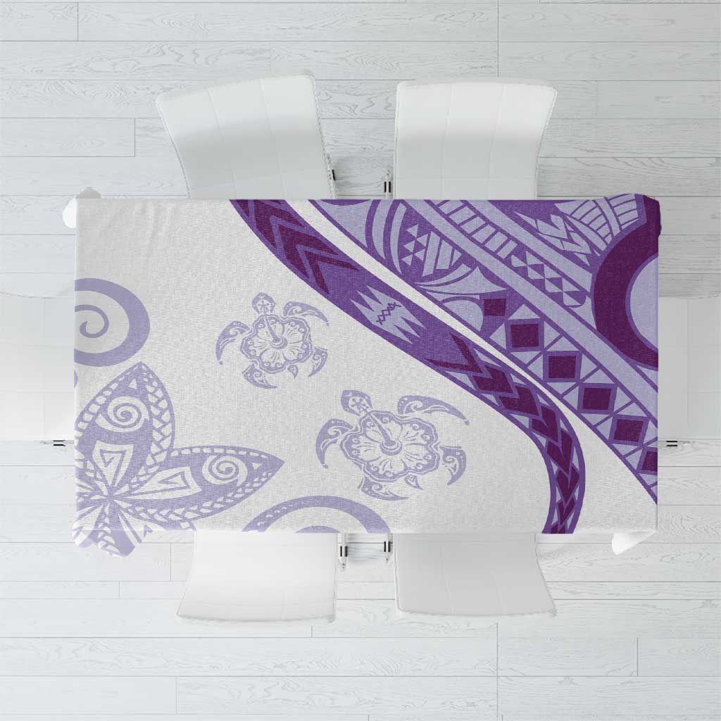 Purple Polynesian Tribal Turtle Floral Pattern Tablecloth