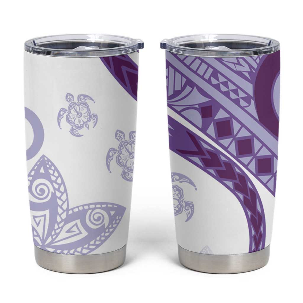 Purple Polynesian Tribal Turtle Floral Pattern Tumbler Cup