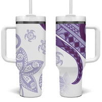 Purple Polynesian Tribal Turtle Floral Pattern Tumbler With Handle LT05 One Size: 40 oz Purple - Polynesian Pride