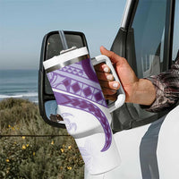 Purple Polynesian Tribal Turtle Floral Pattern Tumbler With Handle LT05 - Polynesian Pride
