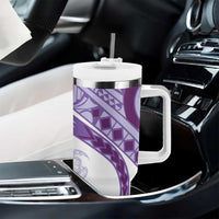 Purple Polynesian Tribal Turtle Floral Pattern Tumbler With Handle LT05 - Polynesian Pride