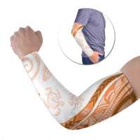 Orange Polynesian Tribal Turtle Floral Pattern Arm Sleeves - Polynesian Pride