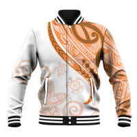 Orange Polynesian Tribal Turtle Floral Pattern Baseball Jacket LT05 Unisex Orange - Polynesian Pride