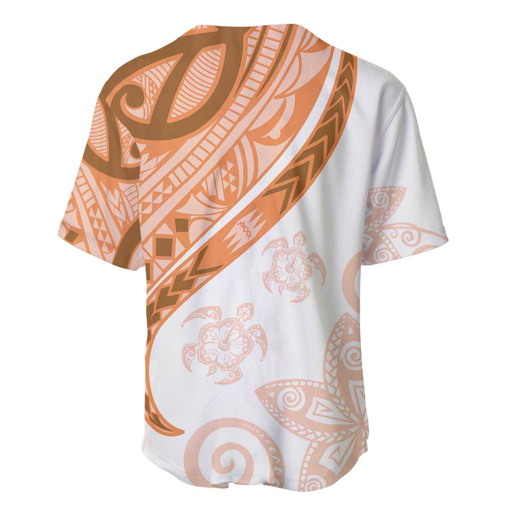 Orange Polynesian Tribal Turtle Floral Pattern Baseball Jersey LT05 - Polynesian Pride