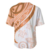 Orange Polynesian Tribal Turtle Floral Pattern Baseball Jersey LT05 - Polynesian Pride