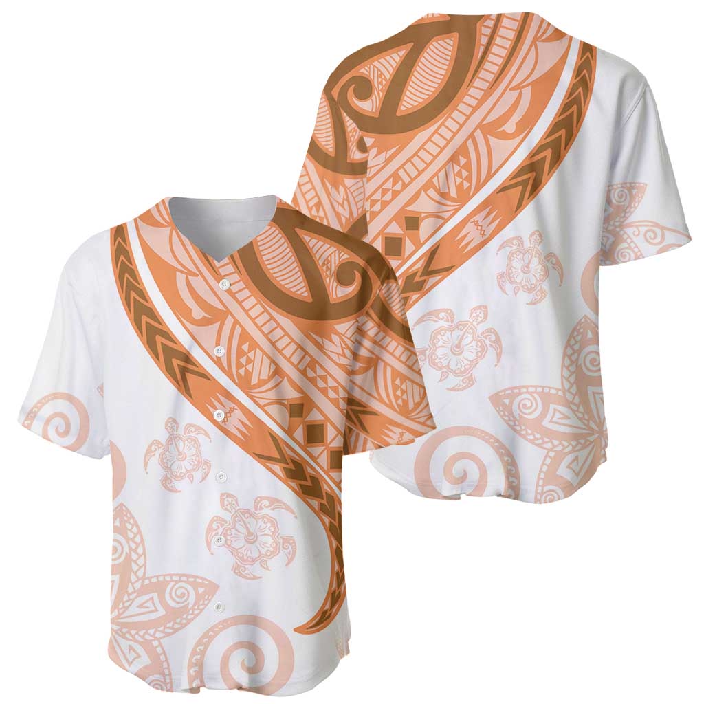 Orange Polynesian Tribal Turtle Floral Pattern Baseball Jersey LT05 - Polynesian Pride