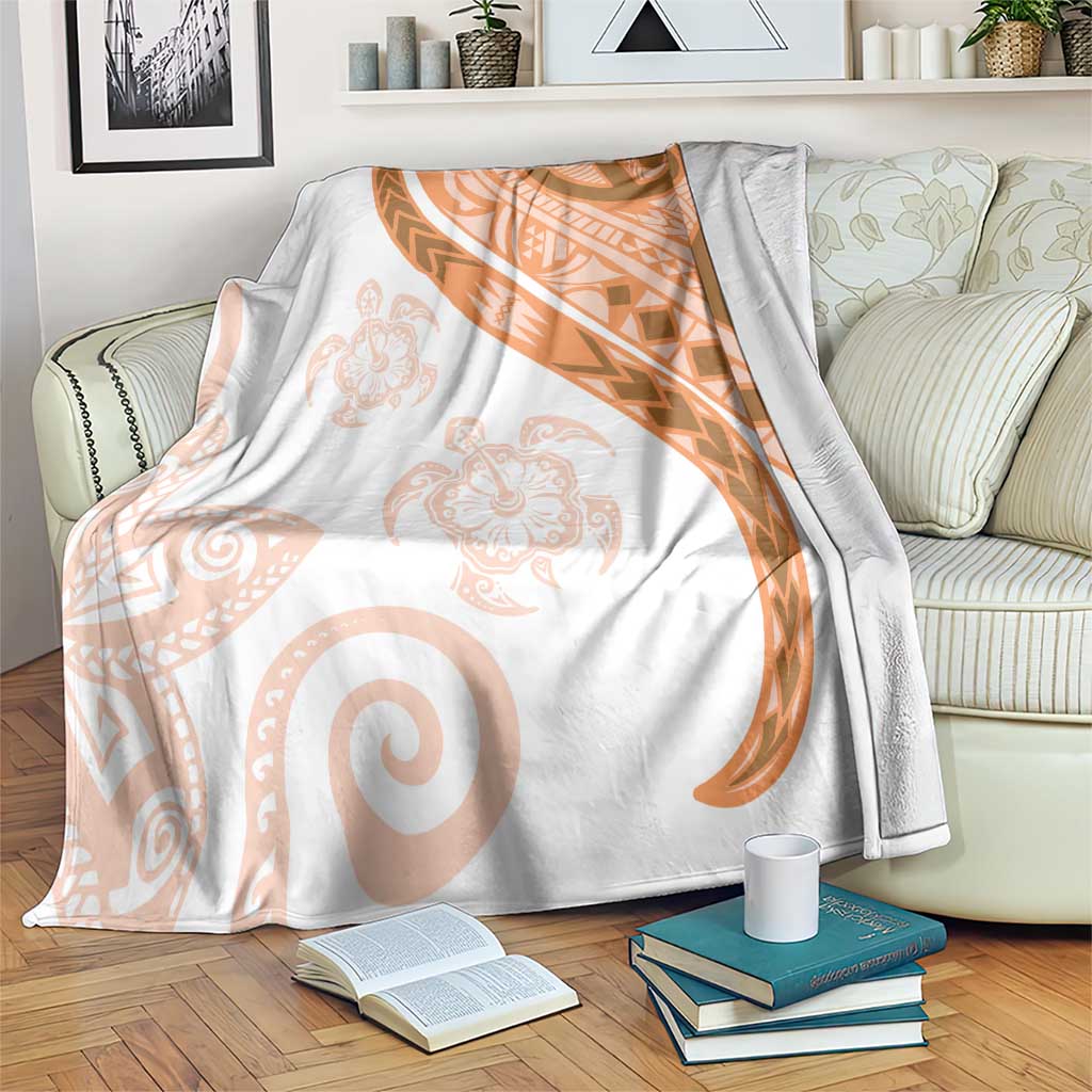 Orange Polynesian Tribal Turtle Floral Pattern Blanket