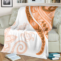 Orange Polynesian Tribal Turtle Floral Pattern Blanket