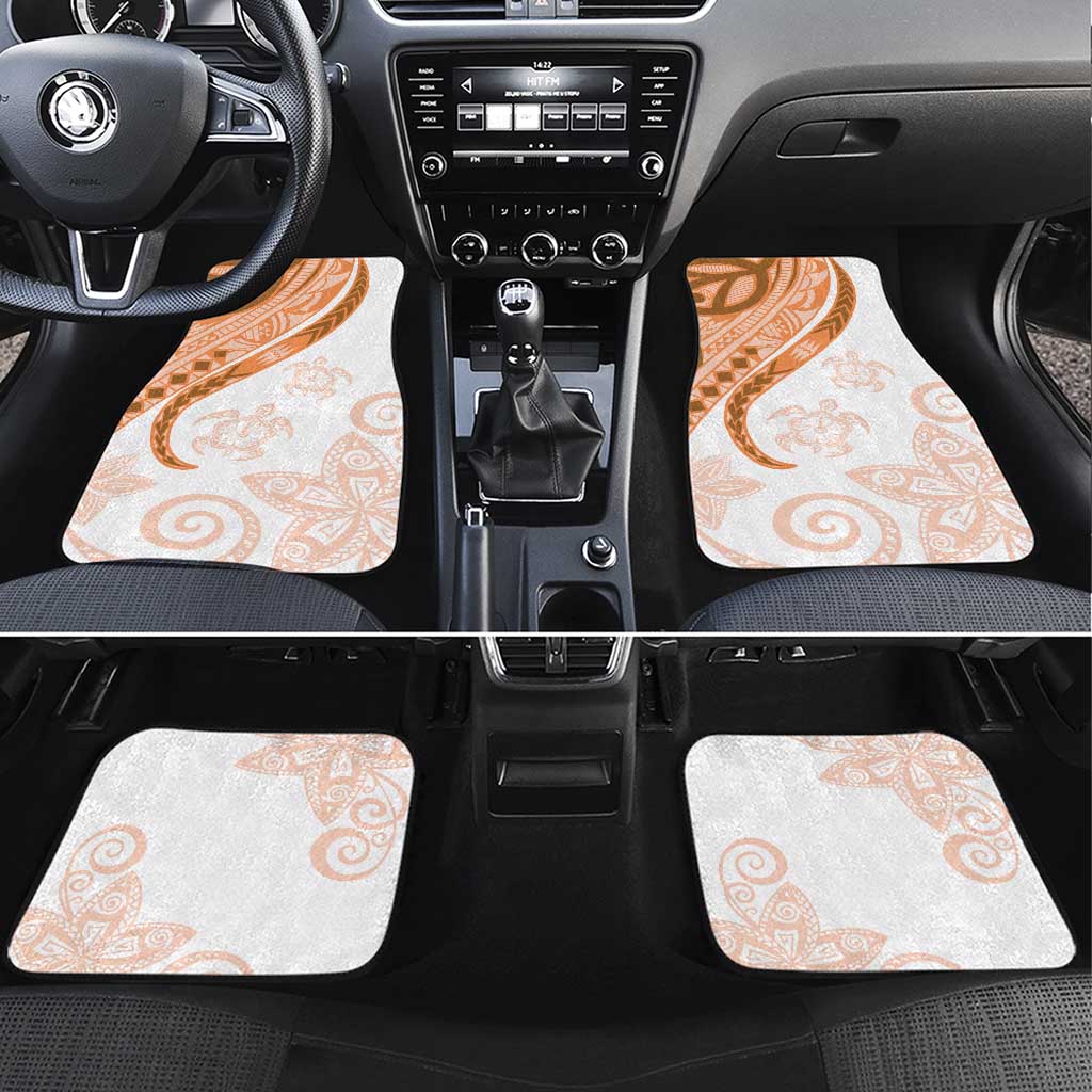 Orange Polynesian Tribal Turtle Floral Pattern Car Mats LT05 Set 4pcs Orange - Polynesian Pride