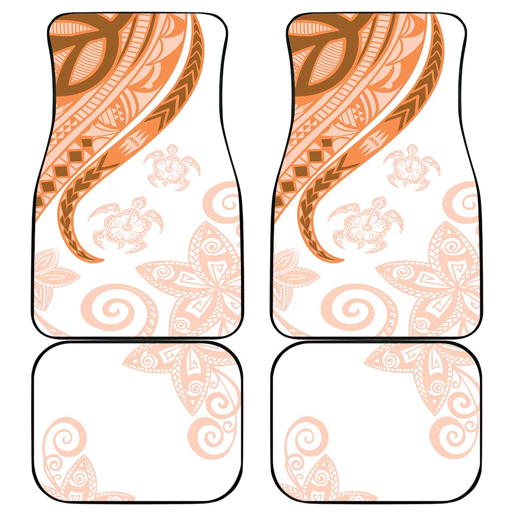 Orange Polynesian Tribal Turtle Floral Pattern Car Mats LT05 - Polynesian Pride
