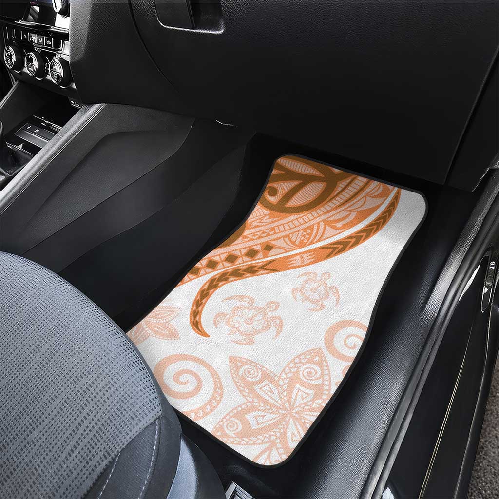 Orange Polynesian Tribal Turtle Floral Pattern Car Mats LT05 - Polynesian Pride