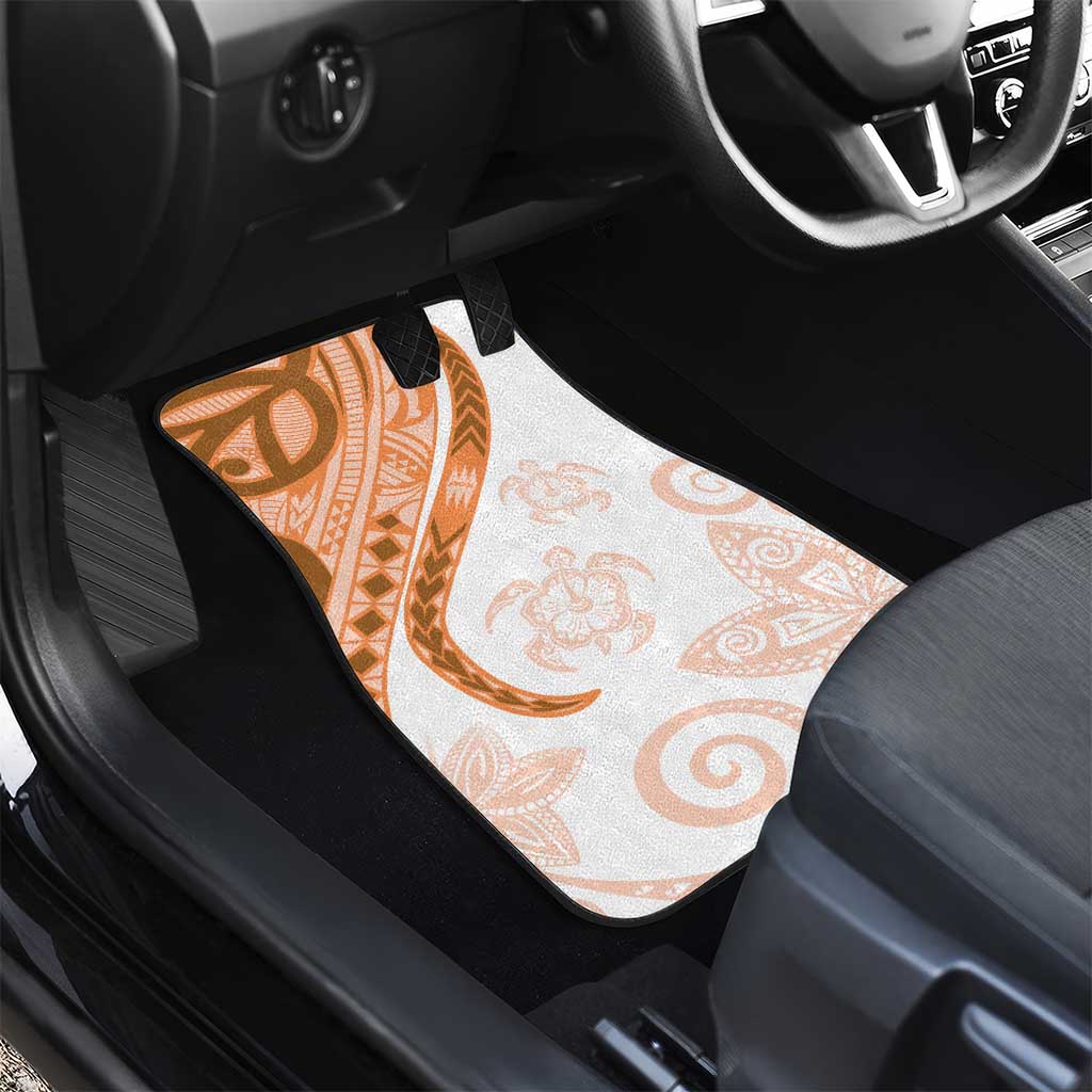 Orange Polynesian Tribal Turtle Floral Pattern Car Mats LT05 - Polynesian Pride