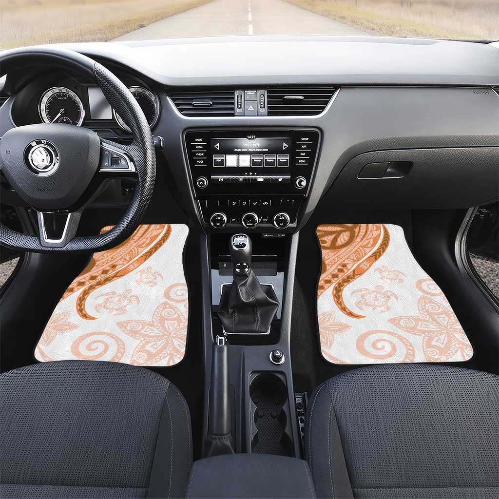 Orange Polynesian Tribal Turtle Floral Pattern Car Mats LT05 Set 2pcs - Front Orange - Polynesian Pride