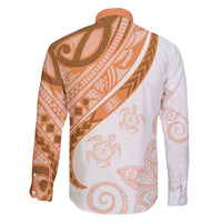 Orange Polynesian Tribal Turtle Floral Pattern Family Matching Off Shoulder Maxi Dress and Hawaiian Shirt LT05 - Polynesian Pride