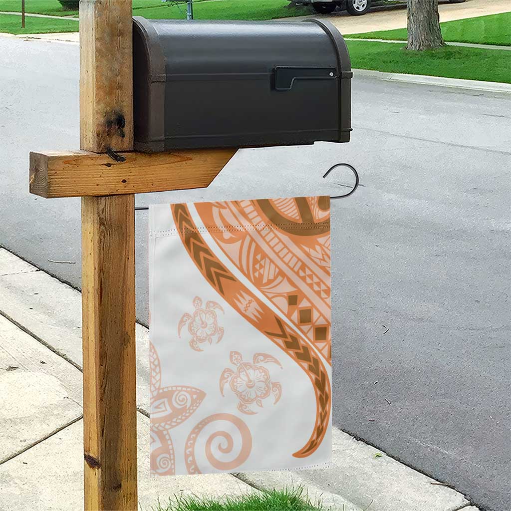 Orange Polynesian Tribal Turtle Floral Pattern Garden Flag LT05 - Polynesian Pride