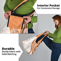 Orange Polynesian Tribal Turtle Floral Pattern Grocery Bag