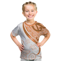 Orange Polynesian Tribal Turtle Floral Pattern Kid T Shirt LT05 Orange - Polynesian Pride