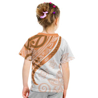 Orange Polynesian Tribal Turtle Floral Pattern Kid T Shirt LT05 - Polynesian Pride