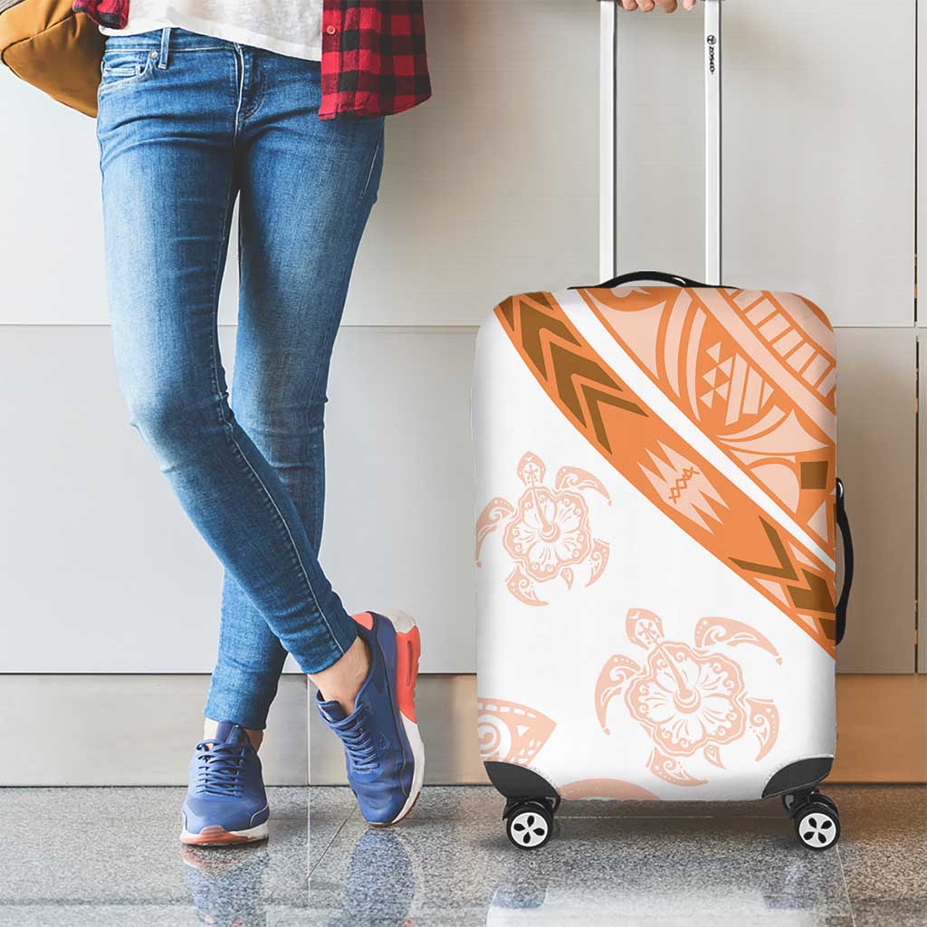 Orange Polynesian Tribal Turtle Floral Pattern Luggage Cover