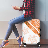 Orange Polynesian Tribal Turtle Floral Pattern Luggage Cover