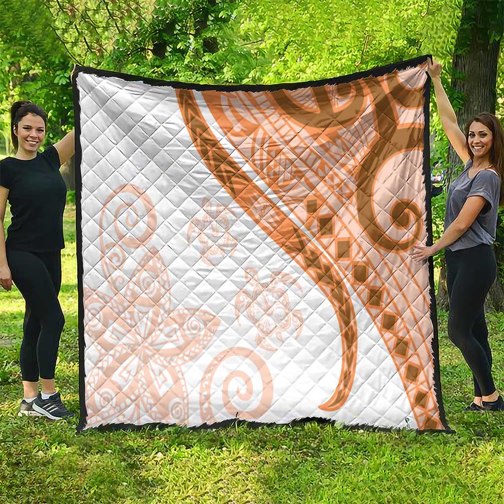 Orange Polynesian Tribal Turtle Floral Pattern Quilt LT05 - Polynesian Pride
