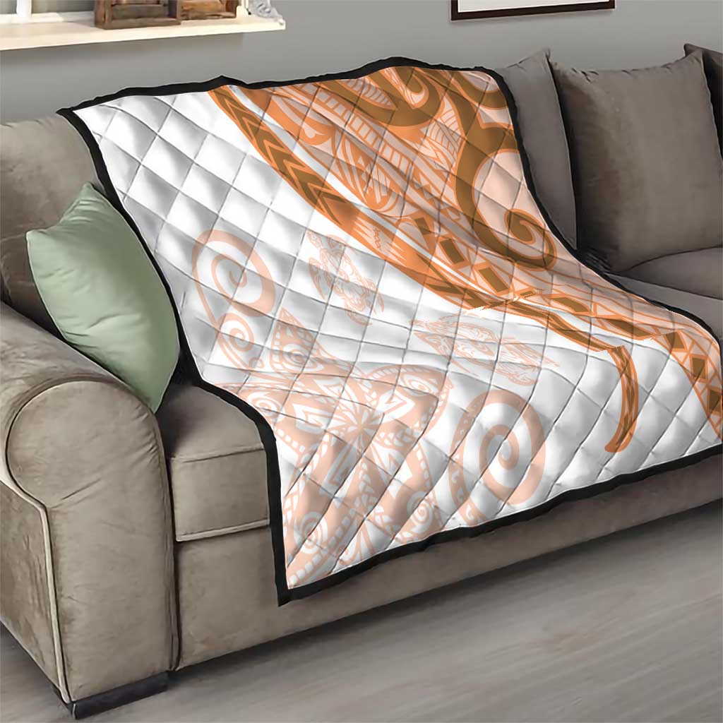 Orange Polynesian Tribal Turtle Floral Pattern Quilt LT05 - Polynesian Pride