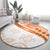 Orange Polynesian Tribal Turtle Floral Pattern Round Carpet