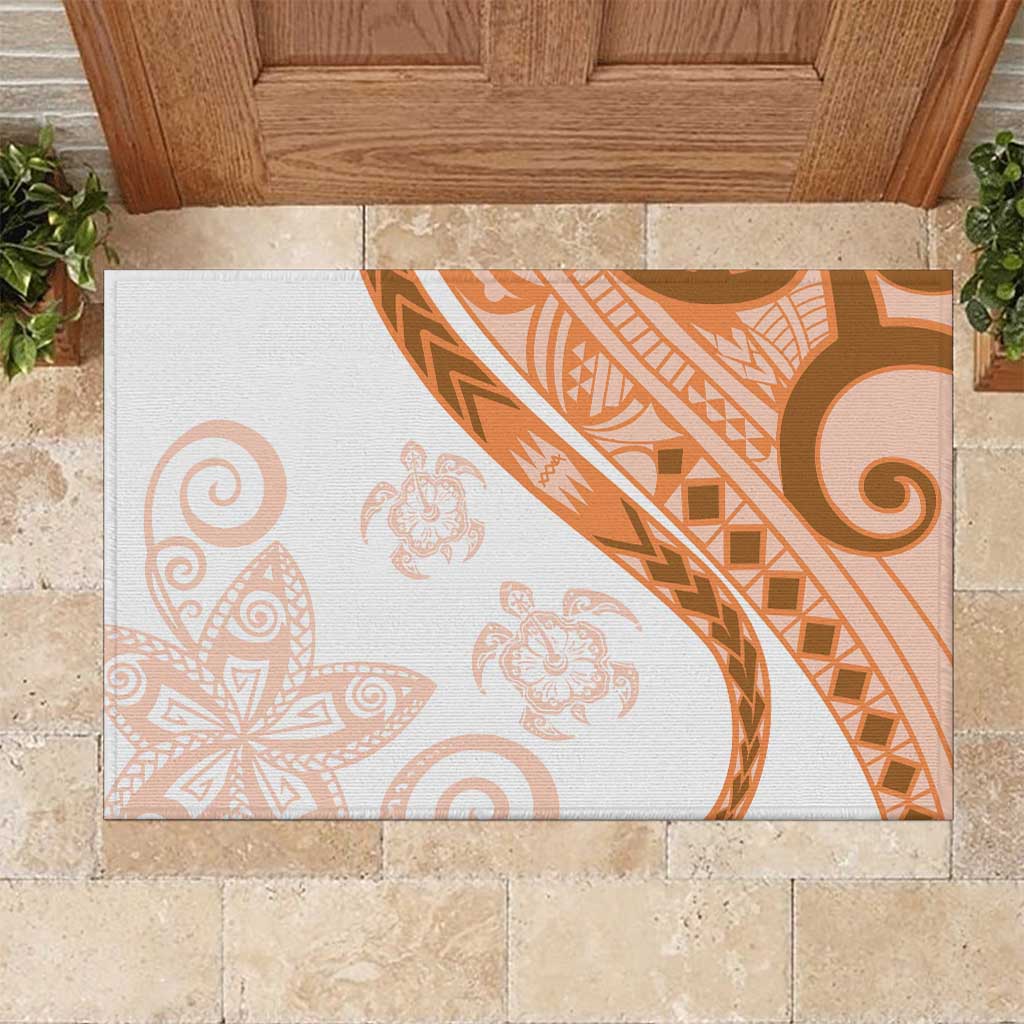 Orange Polynesian Tribal Turtle Floral Pattern Rubber Doormat LT05 Orange - Polynesian Pride