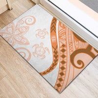Orange Polynesian Tribal Turtle Floral Pattern Rubber Doormat LT05 - Polynesian Pride
