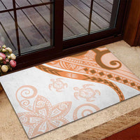 Orange Polynesian Tribal Turtle Floral Pattern Rubber Doormat LT05 - Polynesian Pride