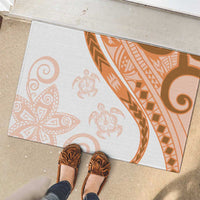 Orange Polynesian Tribal Turtle Floral Pattern Rubber Doormat LT05 - Polynesian Pride