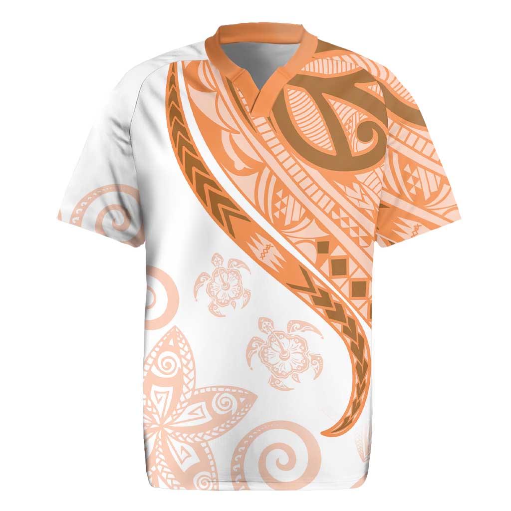 Orange Polynesian Tribal Turtle Floral Pattern Rugby Jersey LT05 Orange - Polynesian Pride